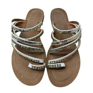 Venus Rhinestones Strapy Flat Sandals Women’s Size 9.5